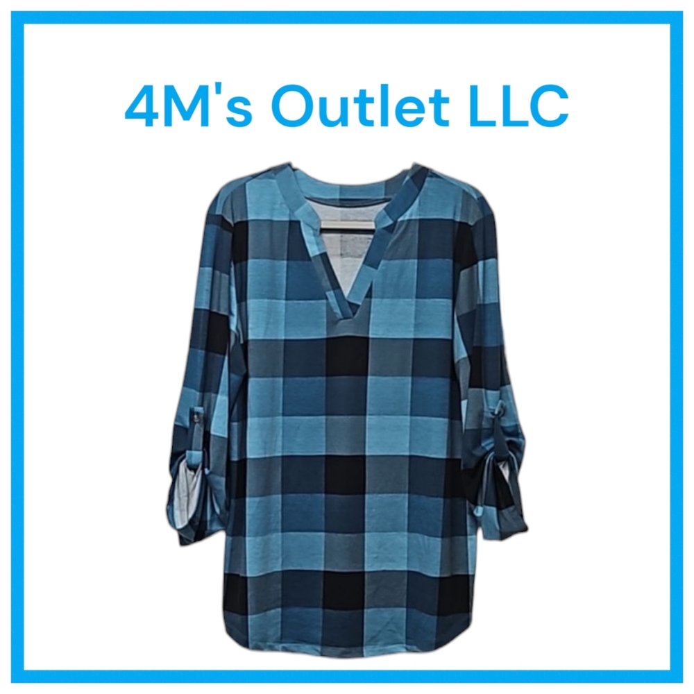 Women's V-Neck Plaid Shirt
